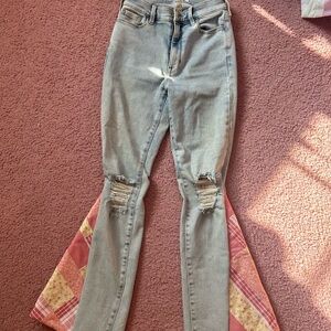 PacSun Light Wash Patchwork Flare Jeans/Jeggings Handmade